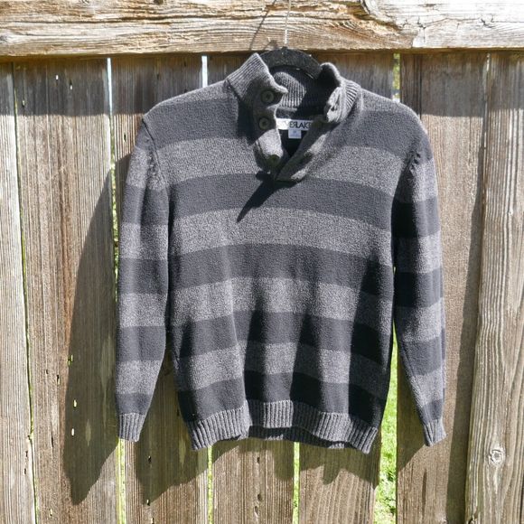 Silverlake Pullover Sweater Gray Striped Medium 10-12 Cotton Acrylic - Picture 1 of 6